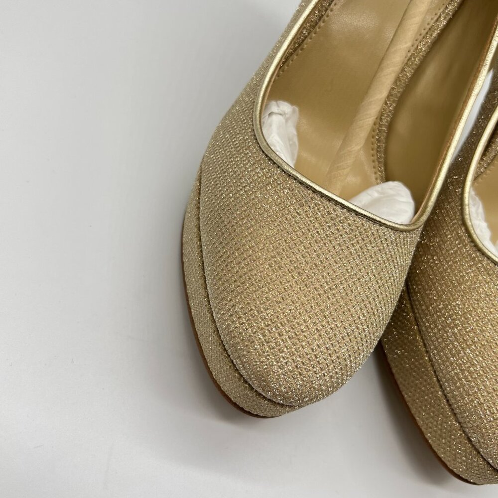 Michael Michael Kors Womens 7M Gold Chantal Platform Pumps Heels Shoes - Picture 4 of 15